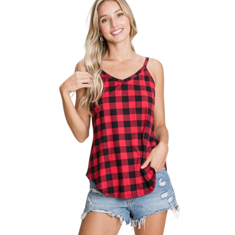 Red + Black Check Tank